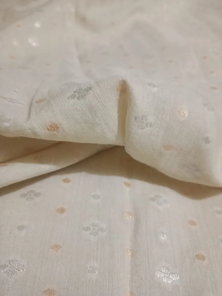 100% Pure Muga Tussar Silk Handloom With Minutely Woven Buttis
