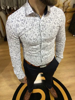 1493 White & Navy L/S Shirt