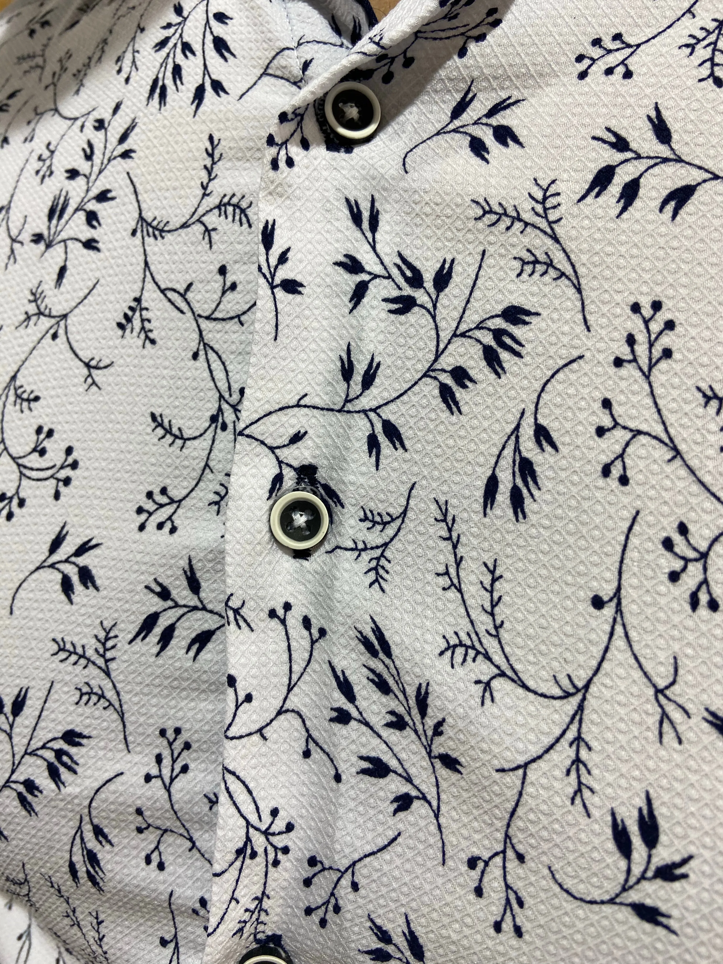 1493 White & Navy L/S Shirt