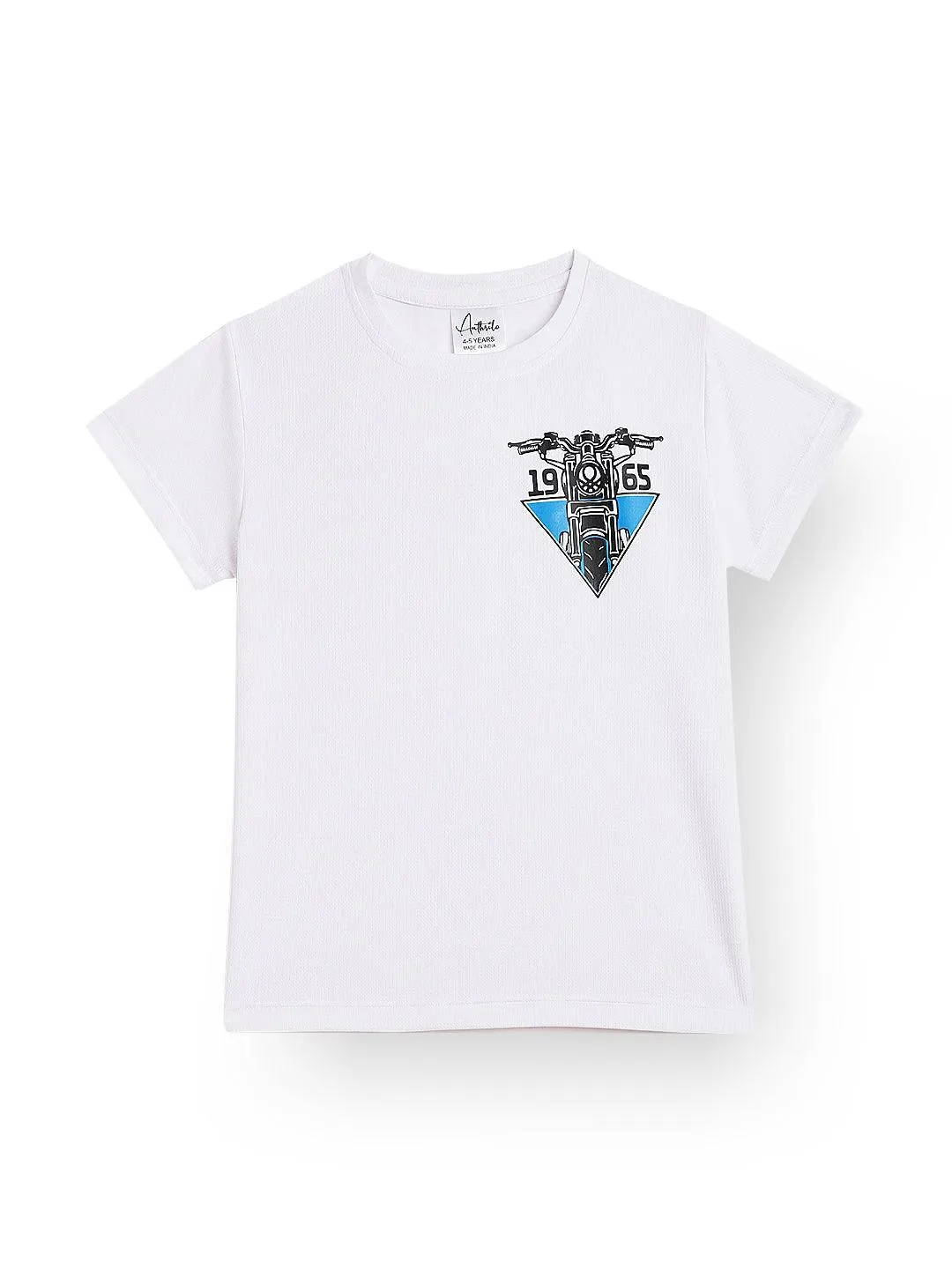 1965 BIKER SPORTY SHORT SLEEVE T-SHIRT - WHITE