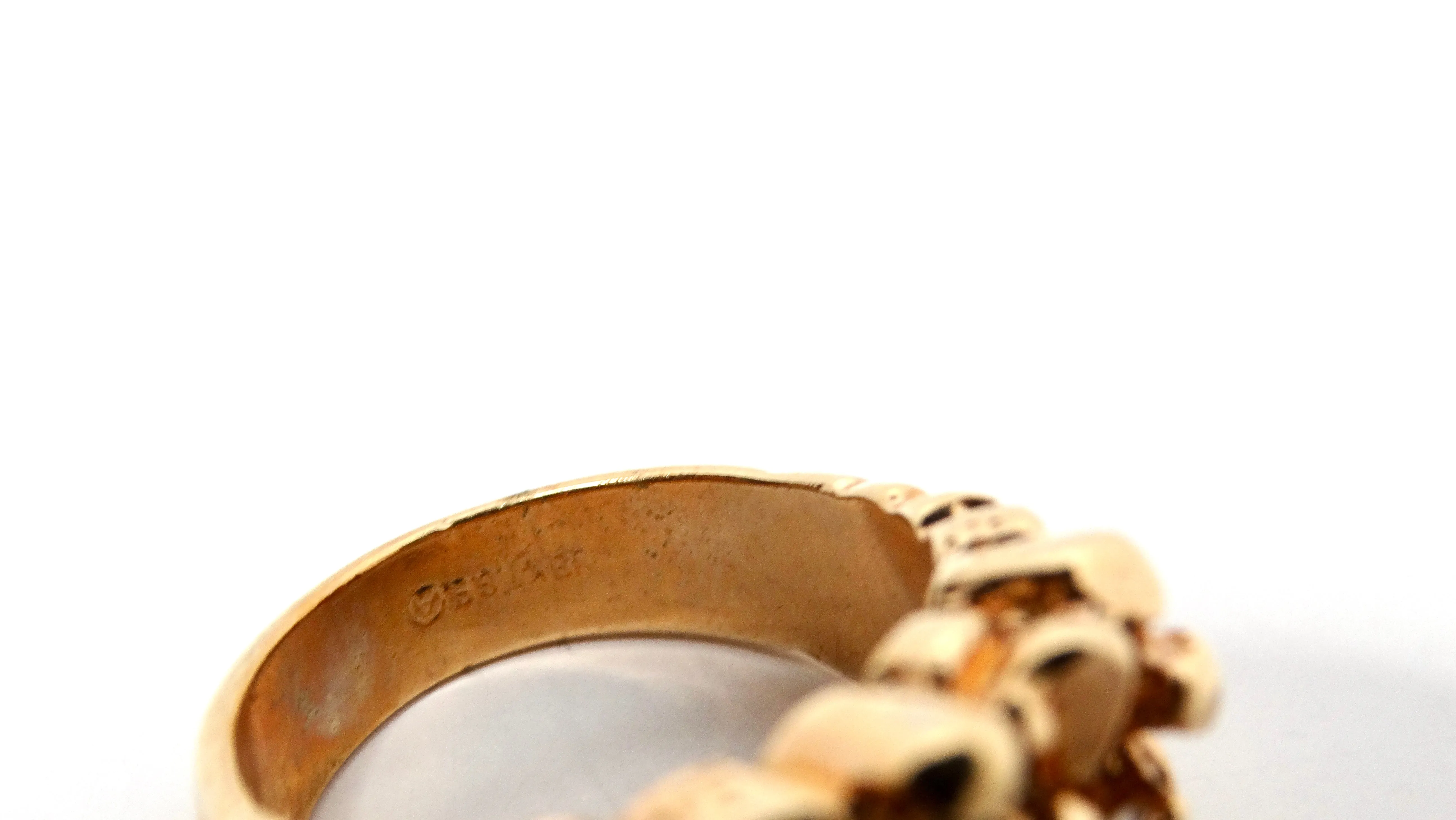 1990s 18k Gold Plated Nugget Large Cocktail Ring With Synthetic Crystals