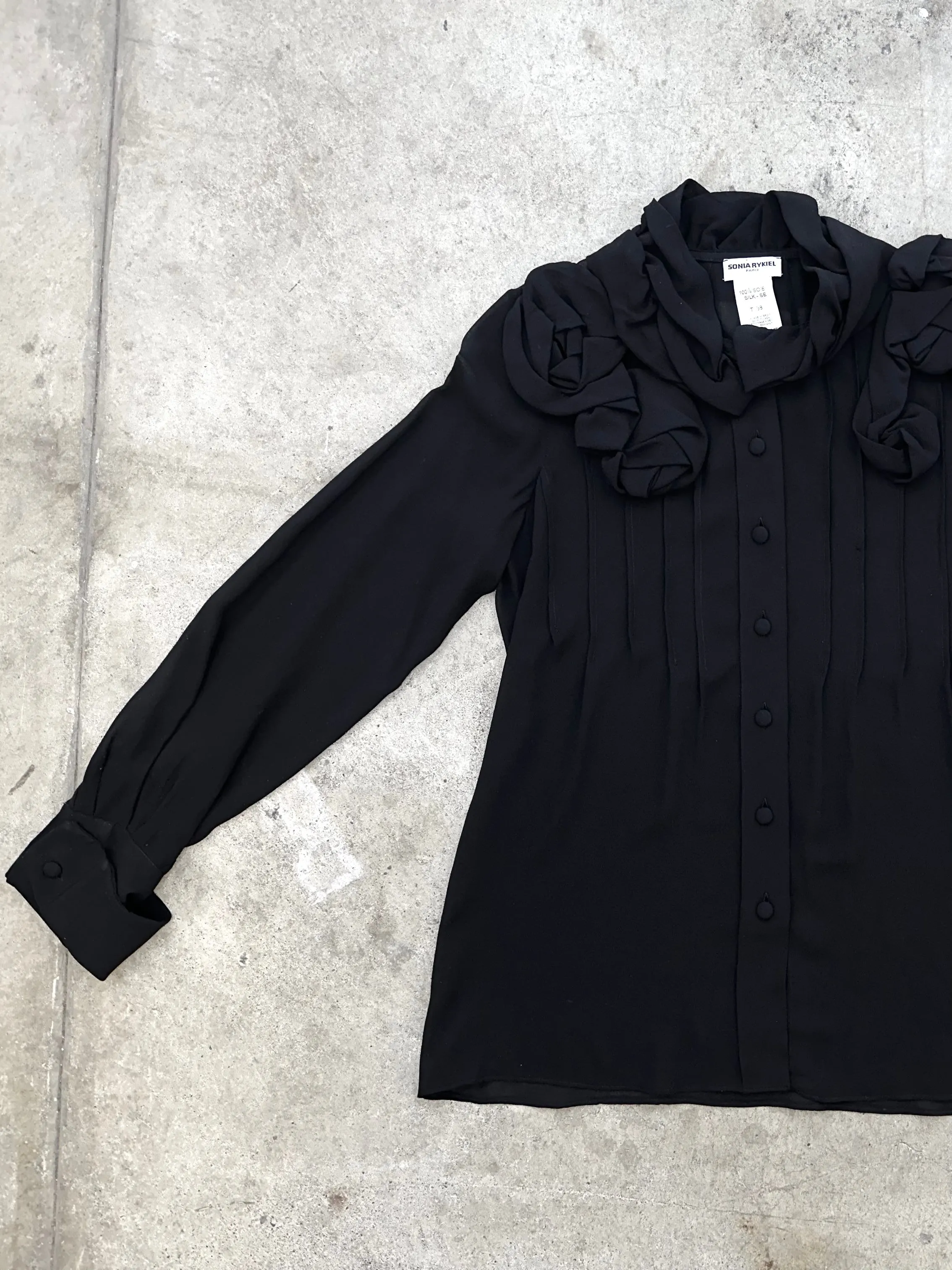 1990s Sonia Rykiel Silk Rosette Blouse