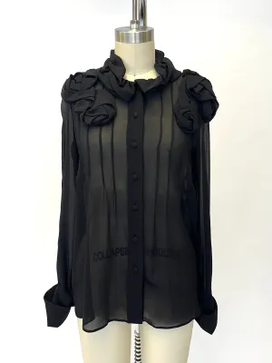 1990s Sonia Rykiel Silk Rosette Blouse