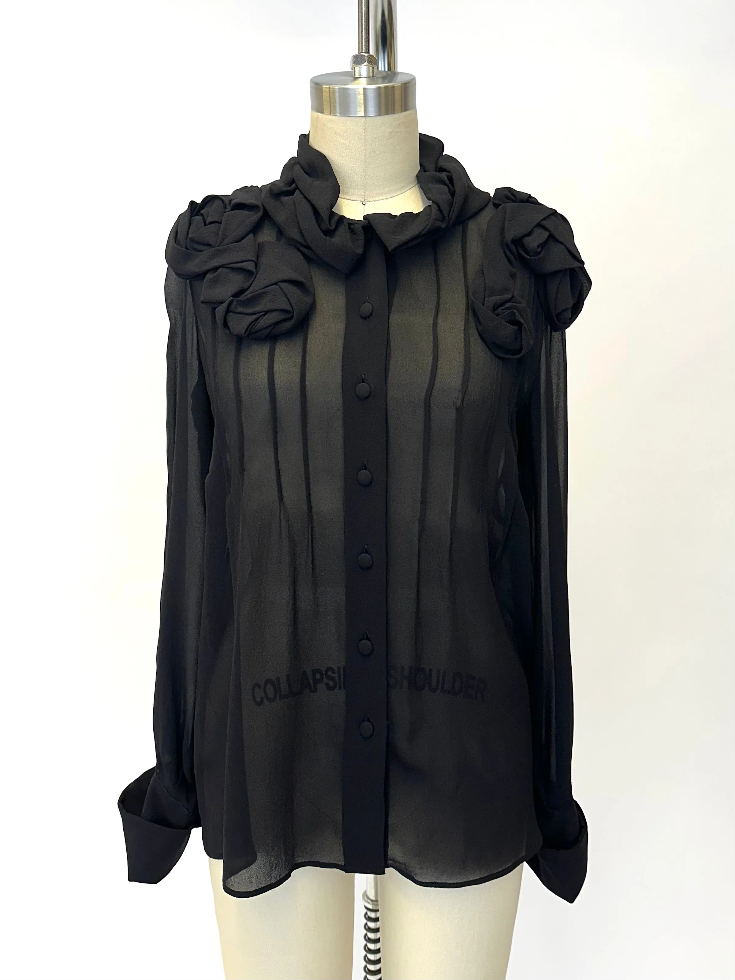 1990s Sonia Rykiel Silk Rosette Blouse