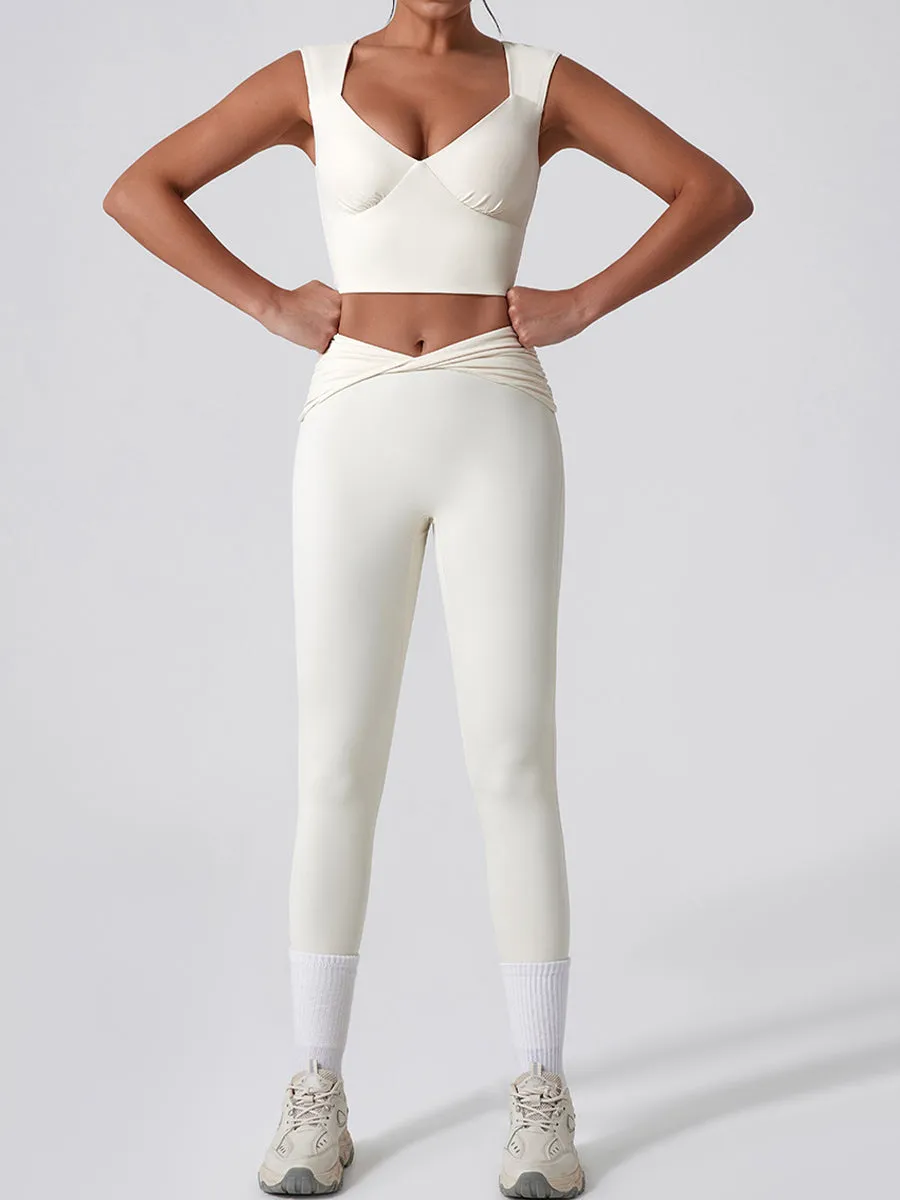 2pcs Sports Tank and Leggings Skin-Friendly Sports Set Workout Set Fitness Yoga Suit