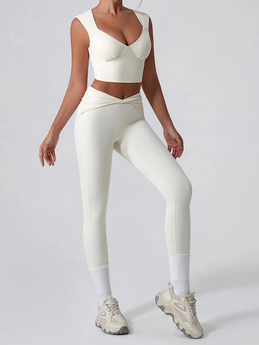 2pcs Sports Tank and Leggings Skin-Friendly Sports Set Workout Set Fitness Yoga Suit