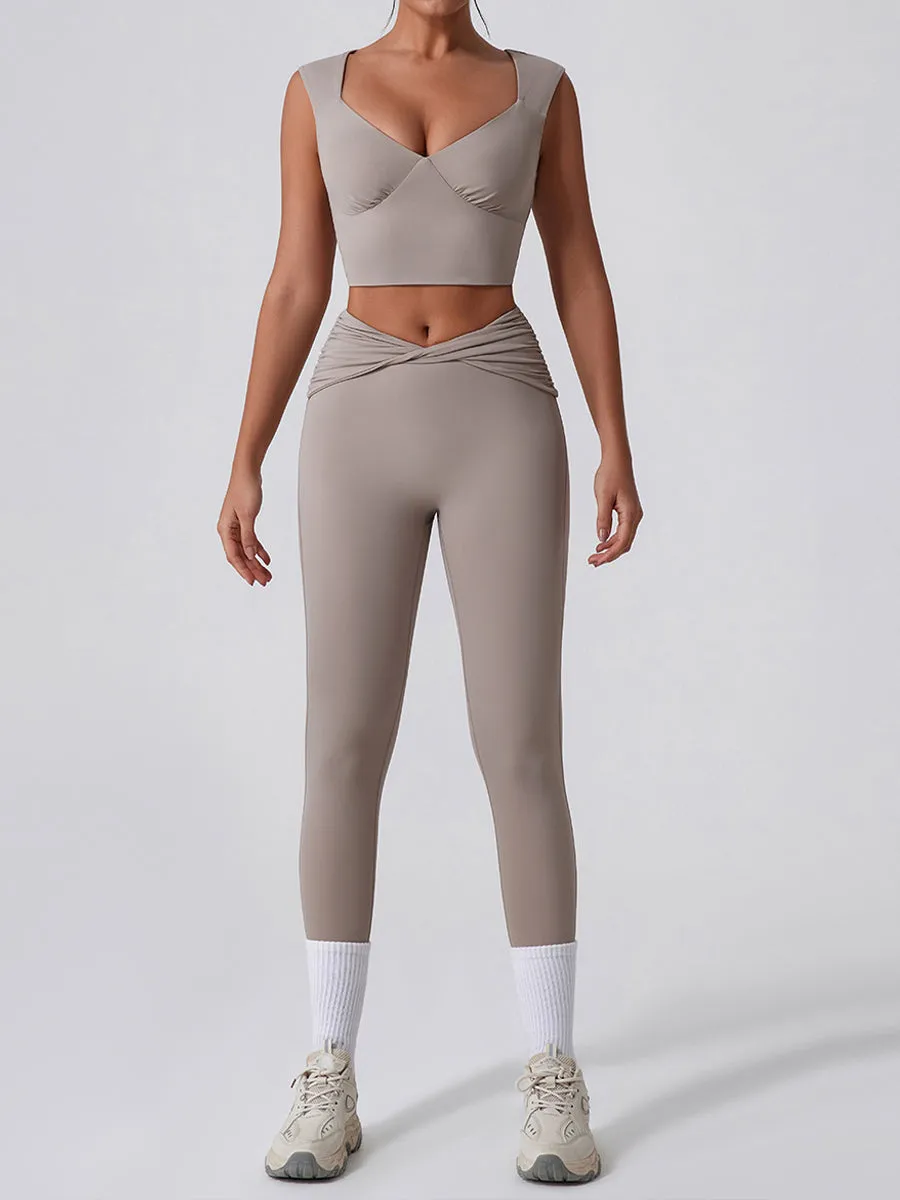 2pcs Sports Tank and Leggings Skin-Friendly Sports Set Workout Set Fitness Yoga Suit