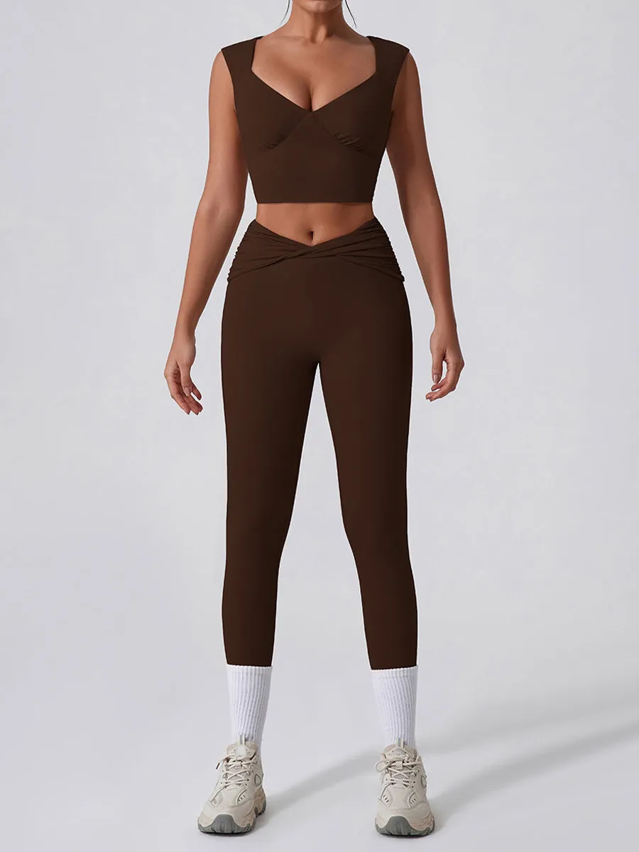 2pcs Sports Tank and Leggings Skin-Friendly Sports Set Workout Set Fitness Yoga Suit