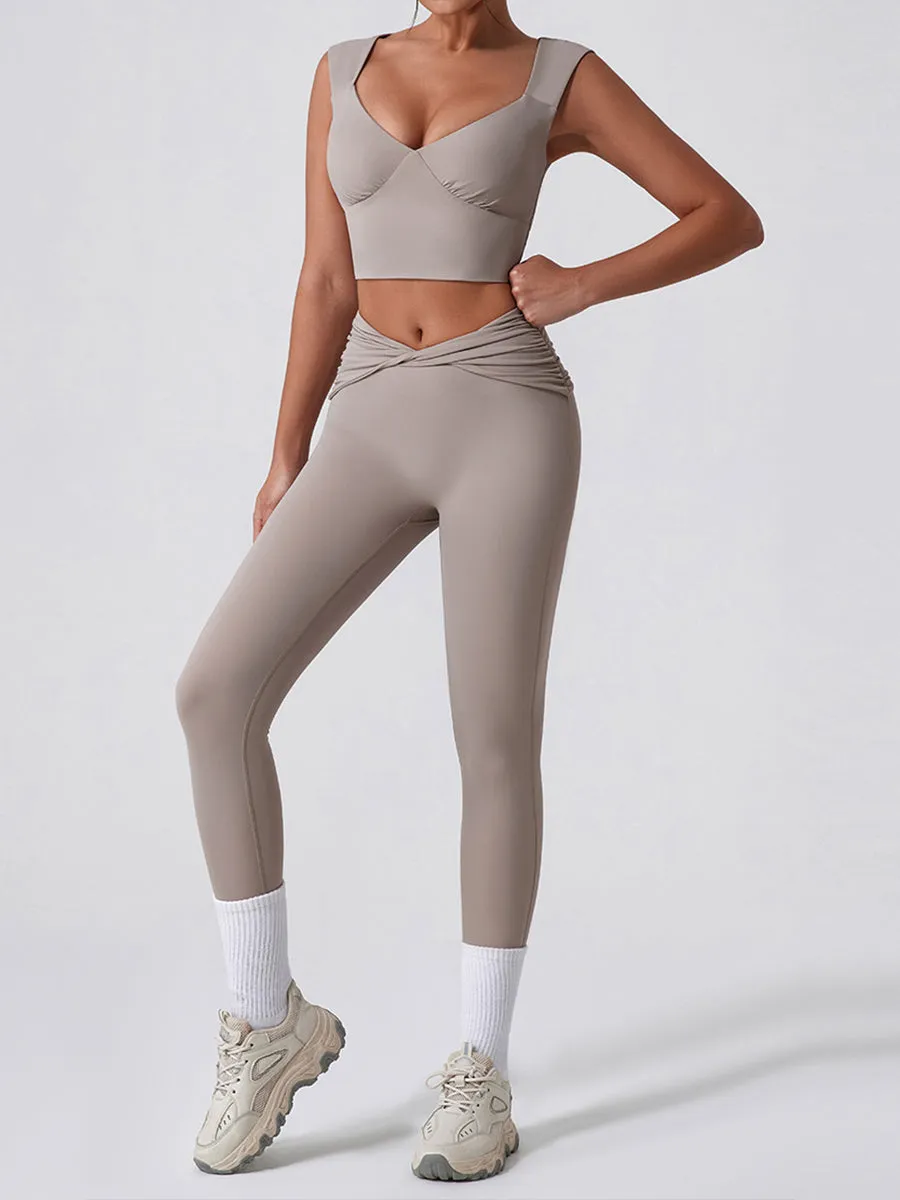 2pcs Sports Tank and Leggings Skin-Friendly Sports Set Workout Set Fitness Yoga Suit