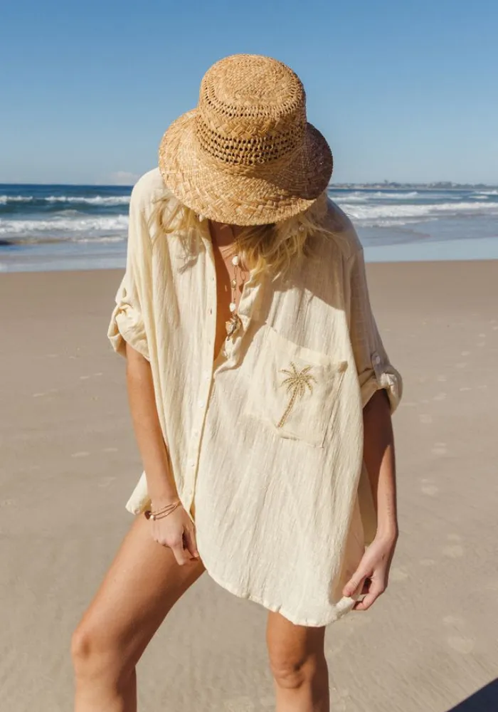 3 Palm Shirt Dress - Butter