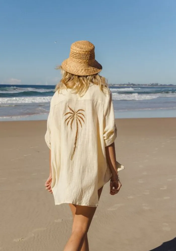 3 Palm Shirt Dress - Butter