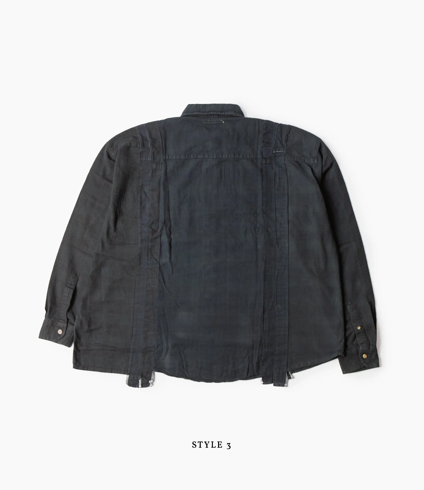 7 Cuts Wide Flannel Shirt – Black Over Dye