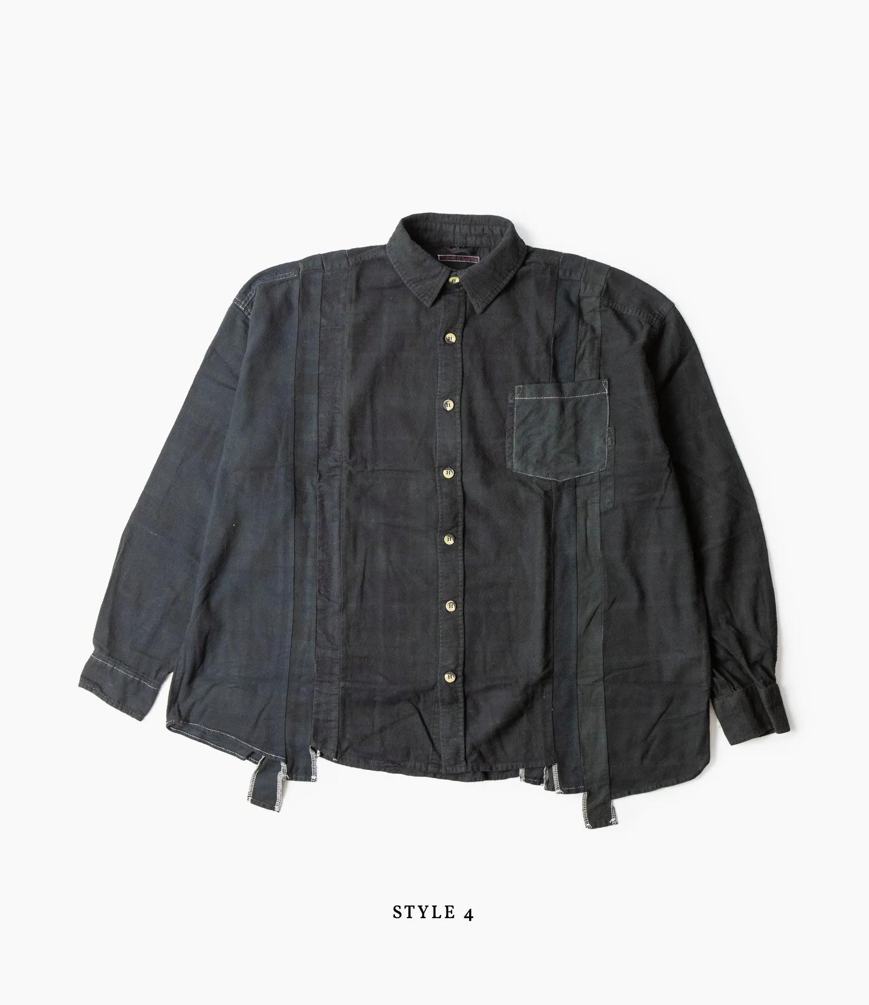 7 Cuts Wide Flannel Shirt – Black Over Dye