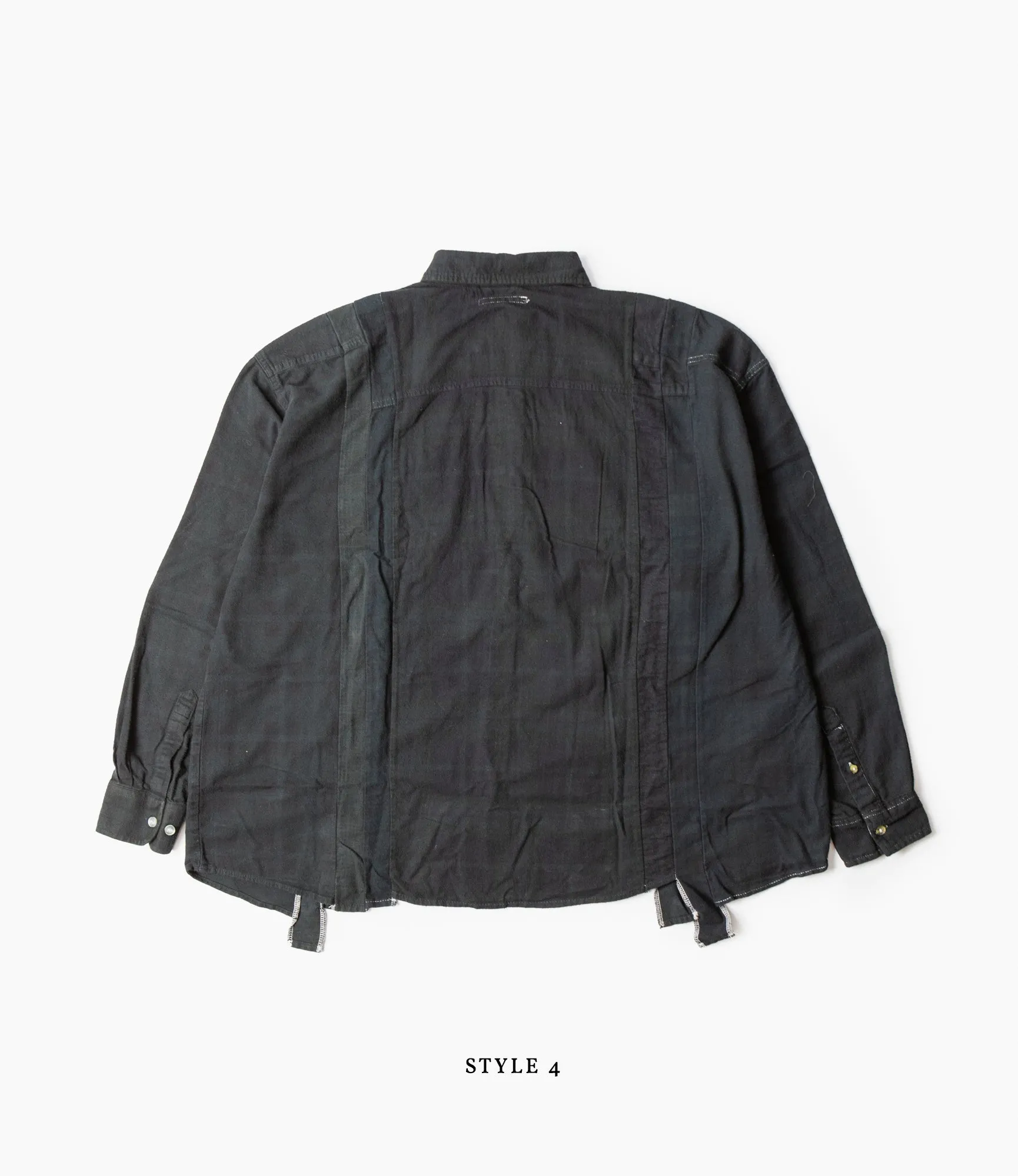 7 Cuts Wide Flannel Shirt – Black Over Dye