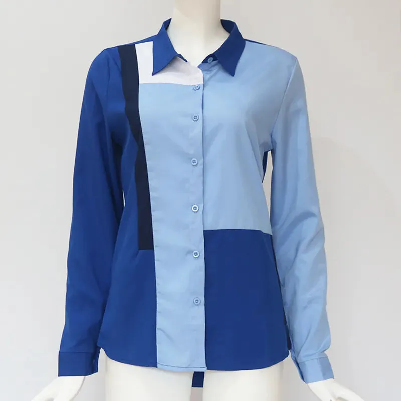 Aachoae Women Blouses Fashion Long Sleeve Turn Down Collar Office Shirt Blouse Shirt Casual Tops Plus Size Blusas Femininas 210402