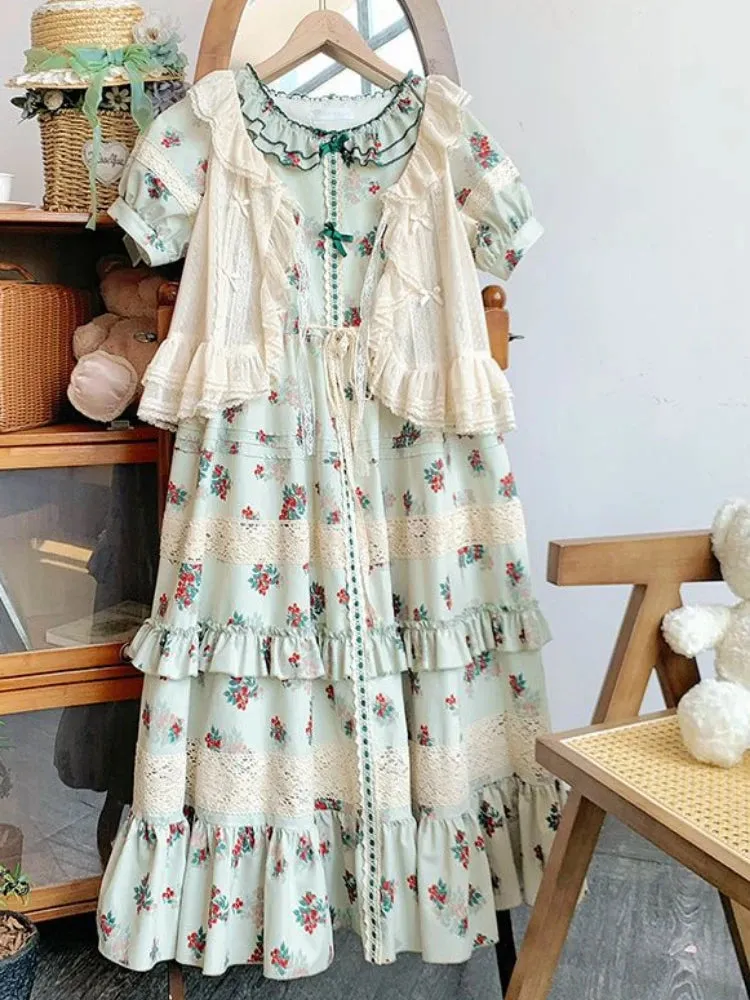 ADVBRIDGE  -  See Through Sweet Lolita Ruffled Tanks Women Summer Y2K Aesthetic Lace Bandage Tank Top Harajuku Bow Grunge Camisoles