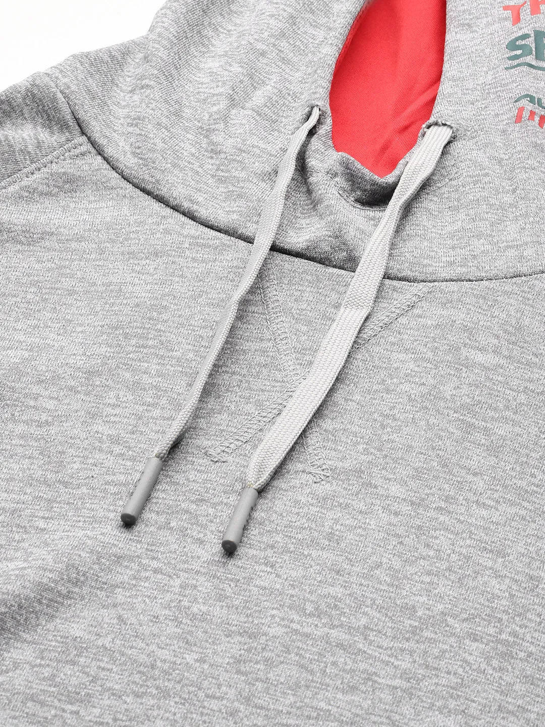 Alcis Men Grey Printed Hooded Sweatshirt