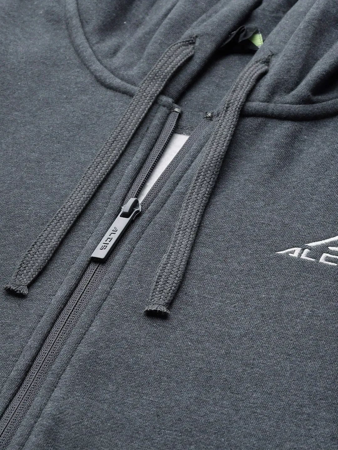 Alcis Men Grey Solid Cotton Hooded Sweatshirt