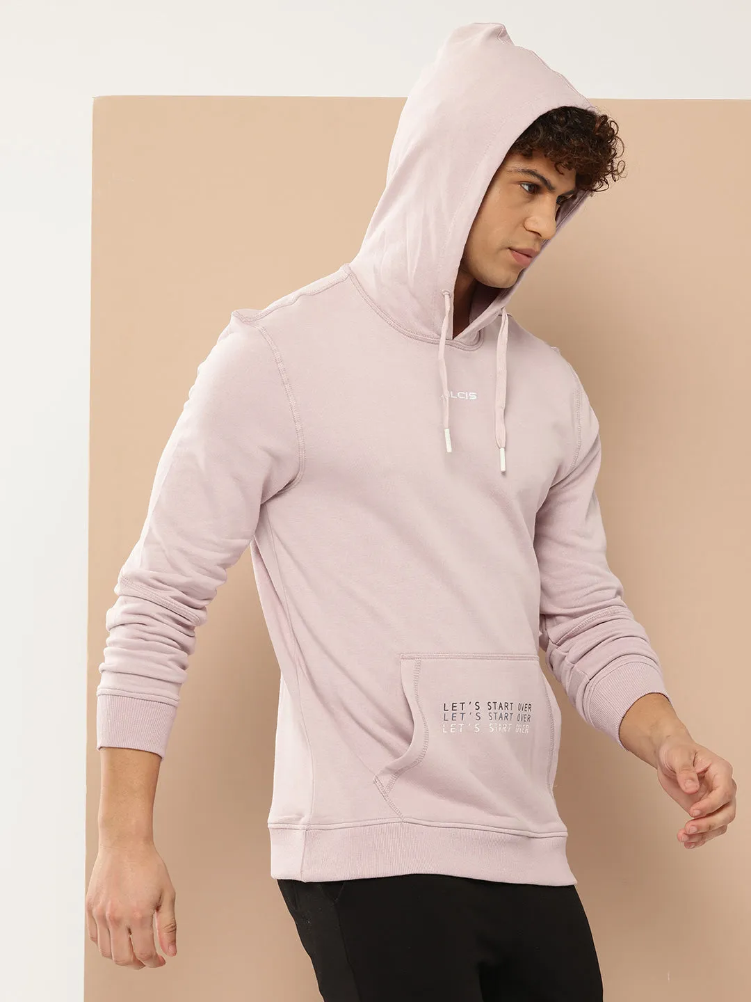 Alcis Men Lavender Hooded Sweatshirt