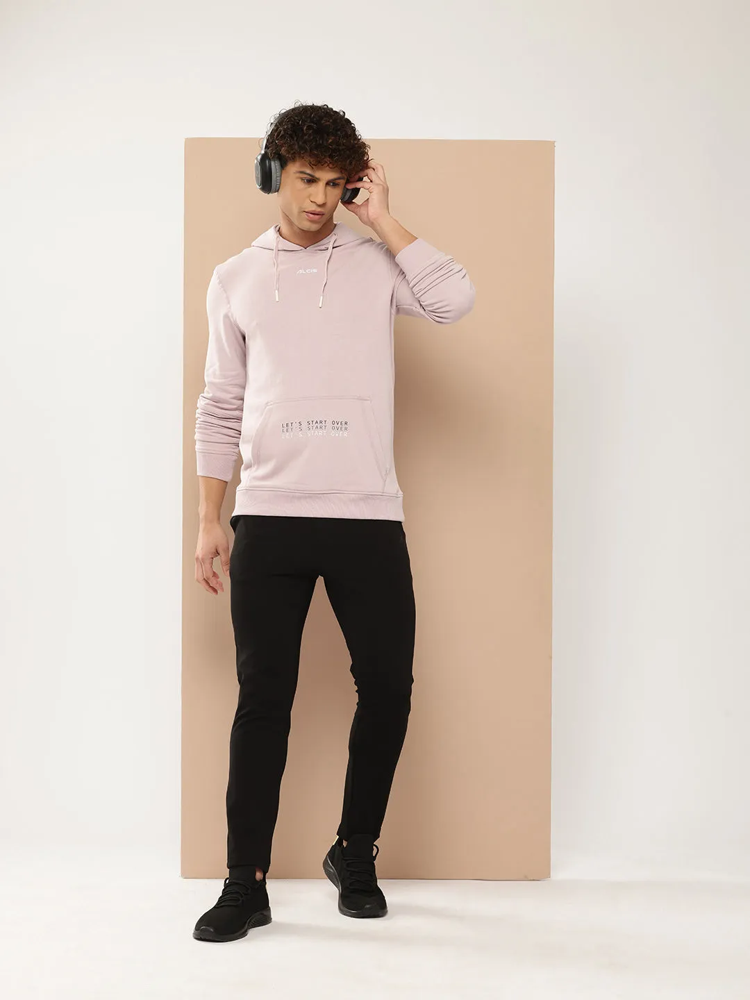 Alcis Men Lavender Hooded Sweatshirt