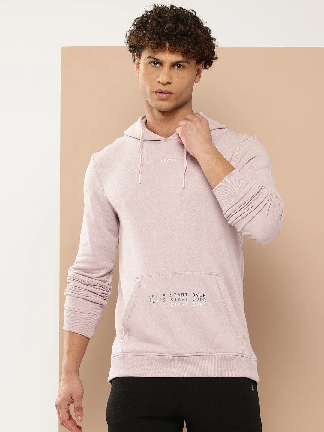Alcis Men Lavender Hooded Sweatshirt