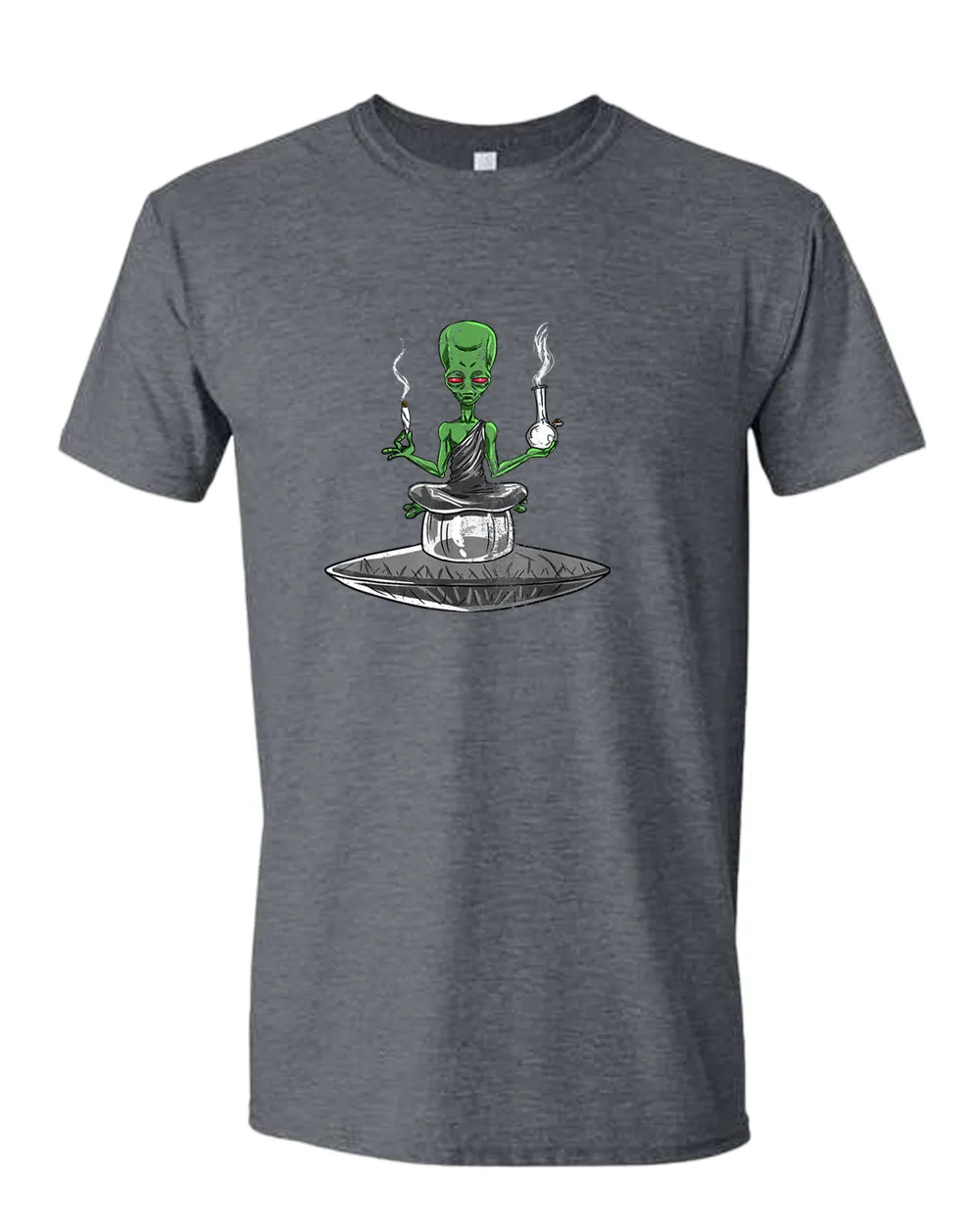 Alien meditation t-shirt, smoke tees