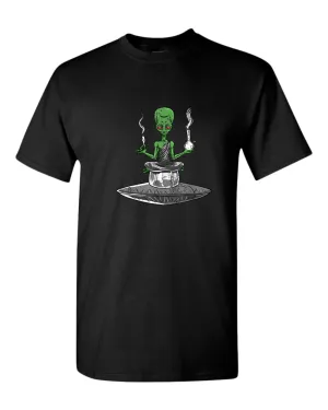 Alien meditation t-shirt, smoke tees