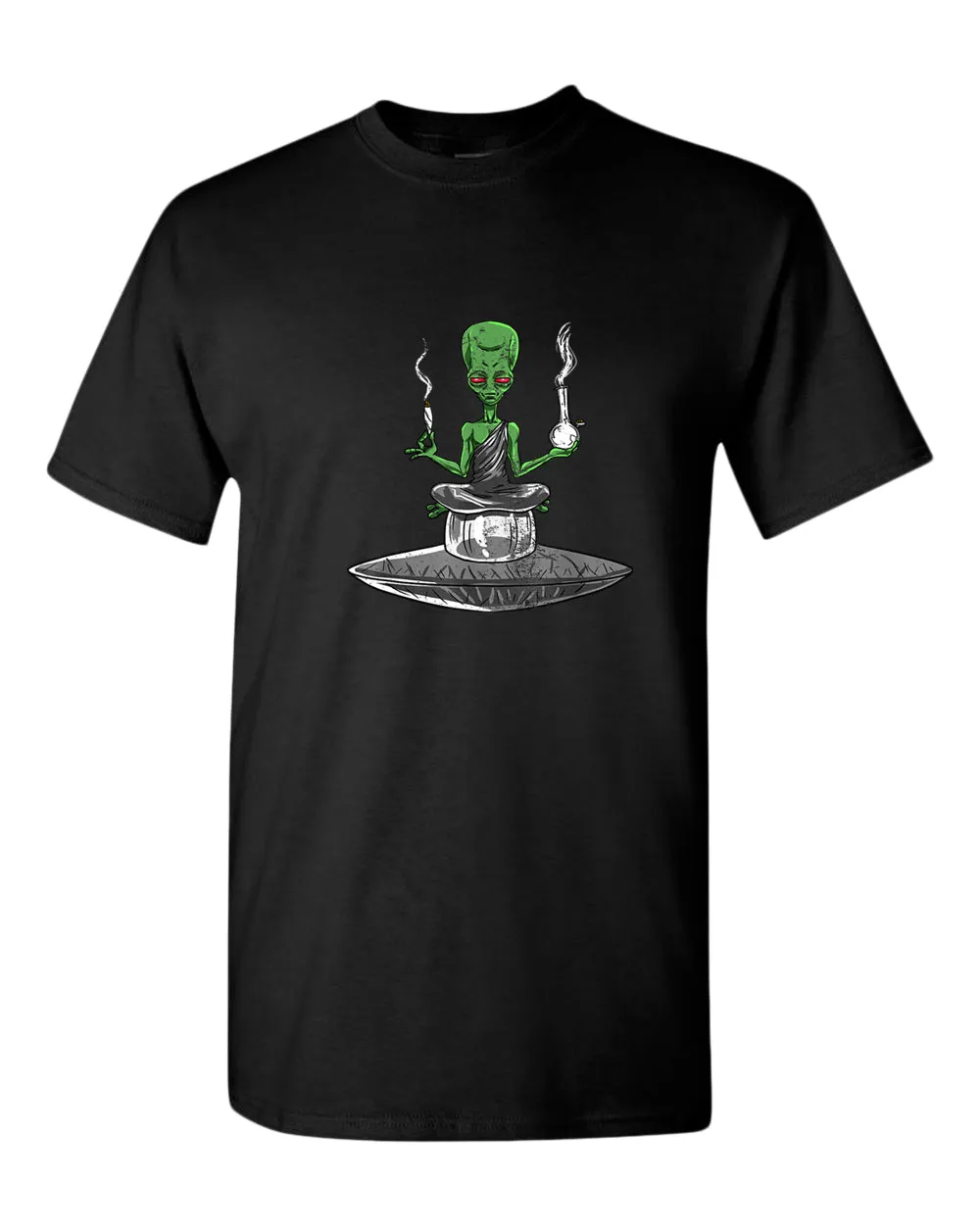 Alien meditation t-shirt, smoke tees