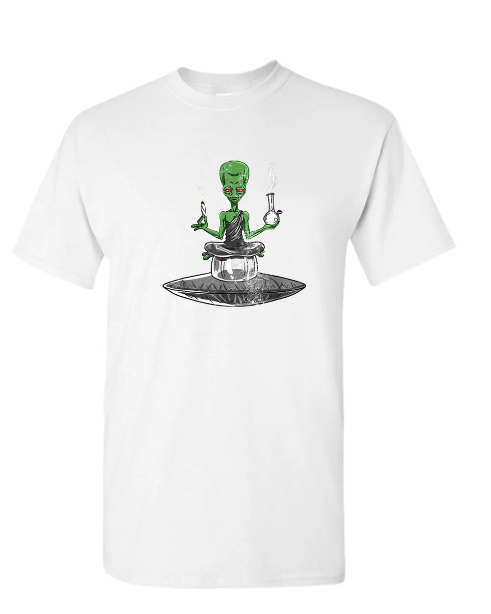Alien meditation t-shirt, smoke tees