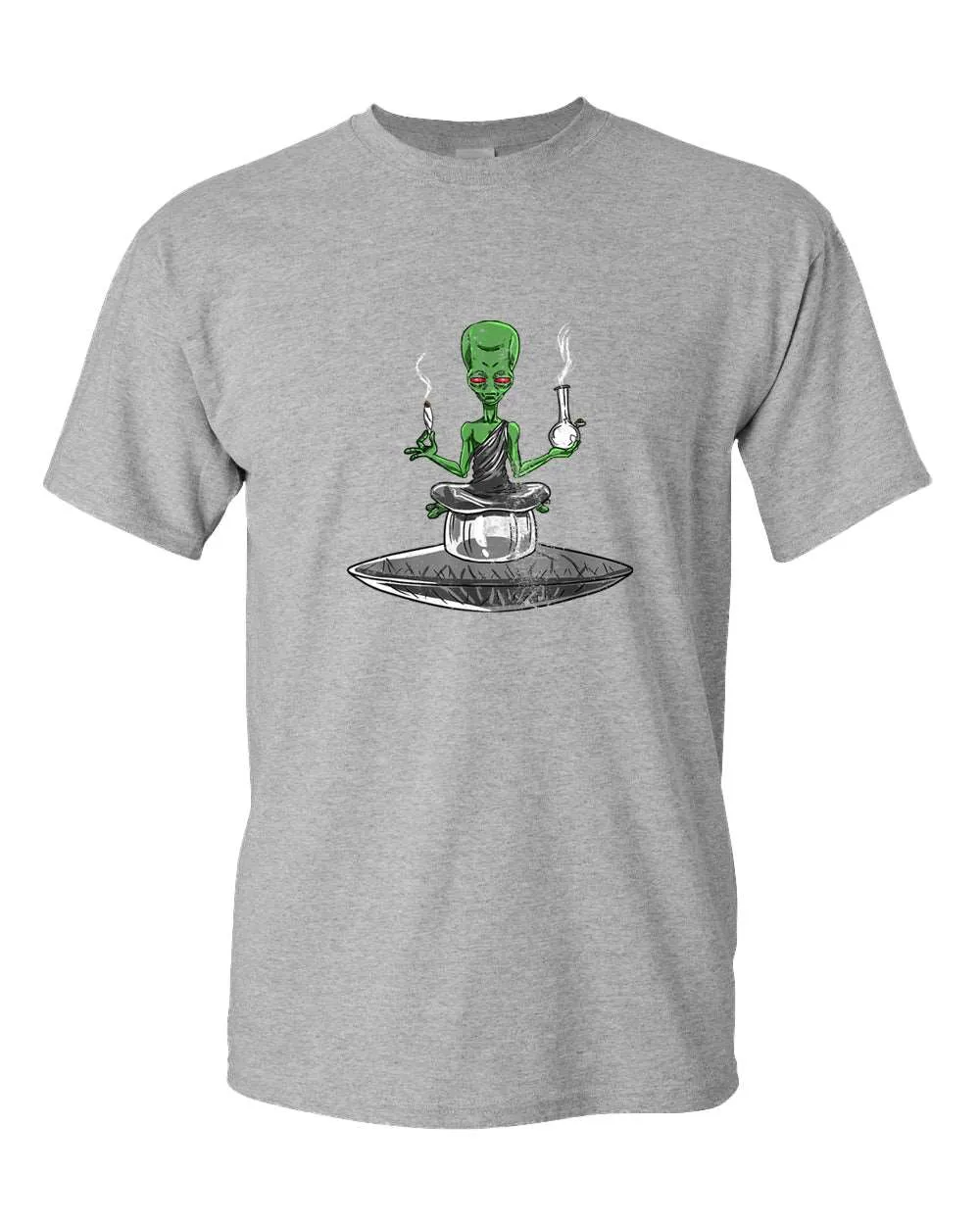 Alien meditation t-shirt, smoke tees