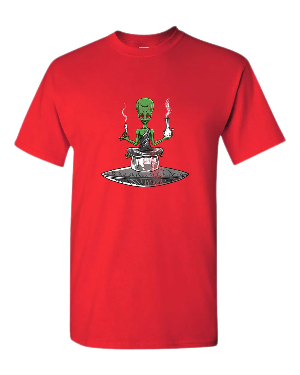 Alien meditation t-shirt, smoke tees