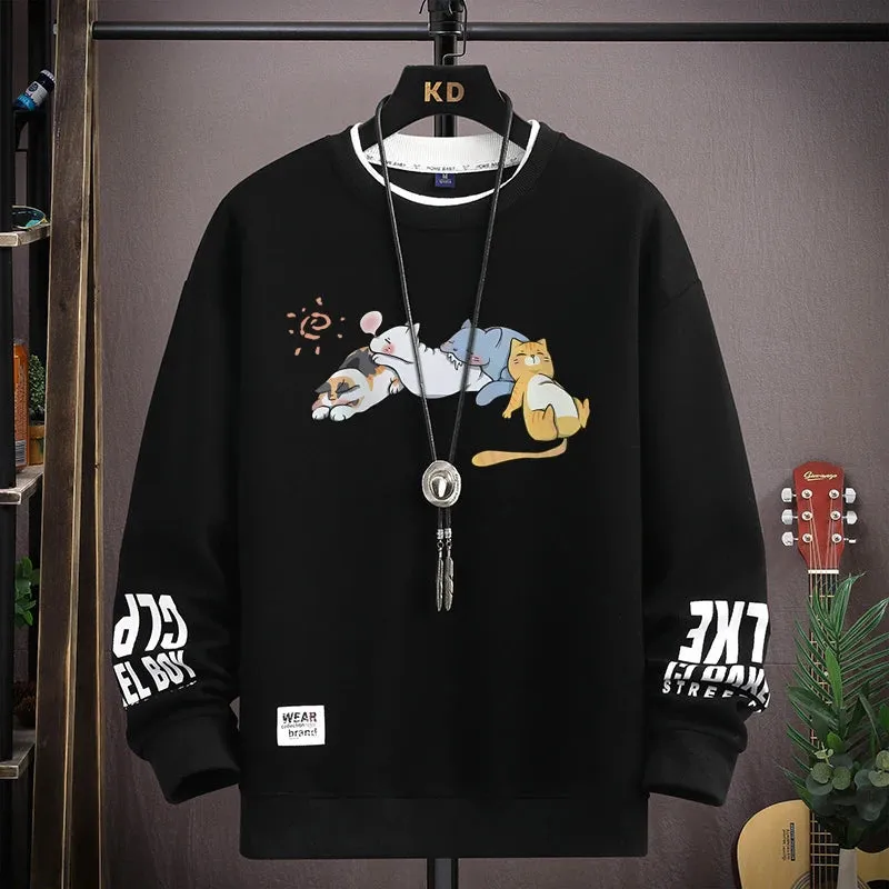 Alphabet Printed Blue O-Neck Sweatshirt