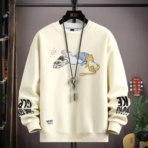 Alphabet Printed Blue O-Neck Sweatshirt