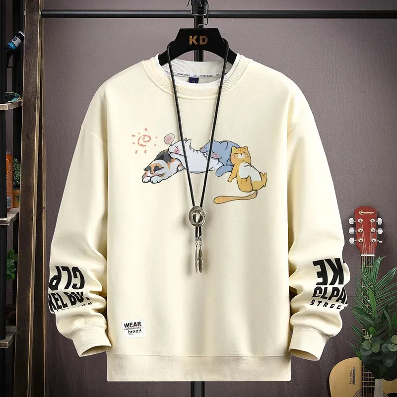 Alphabet Printed Blue O-Neck Sweatshirt