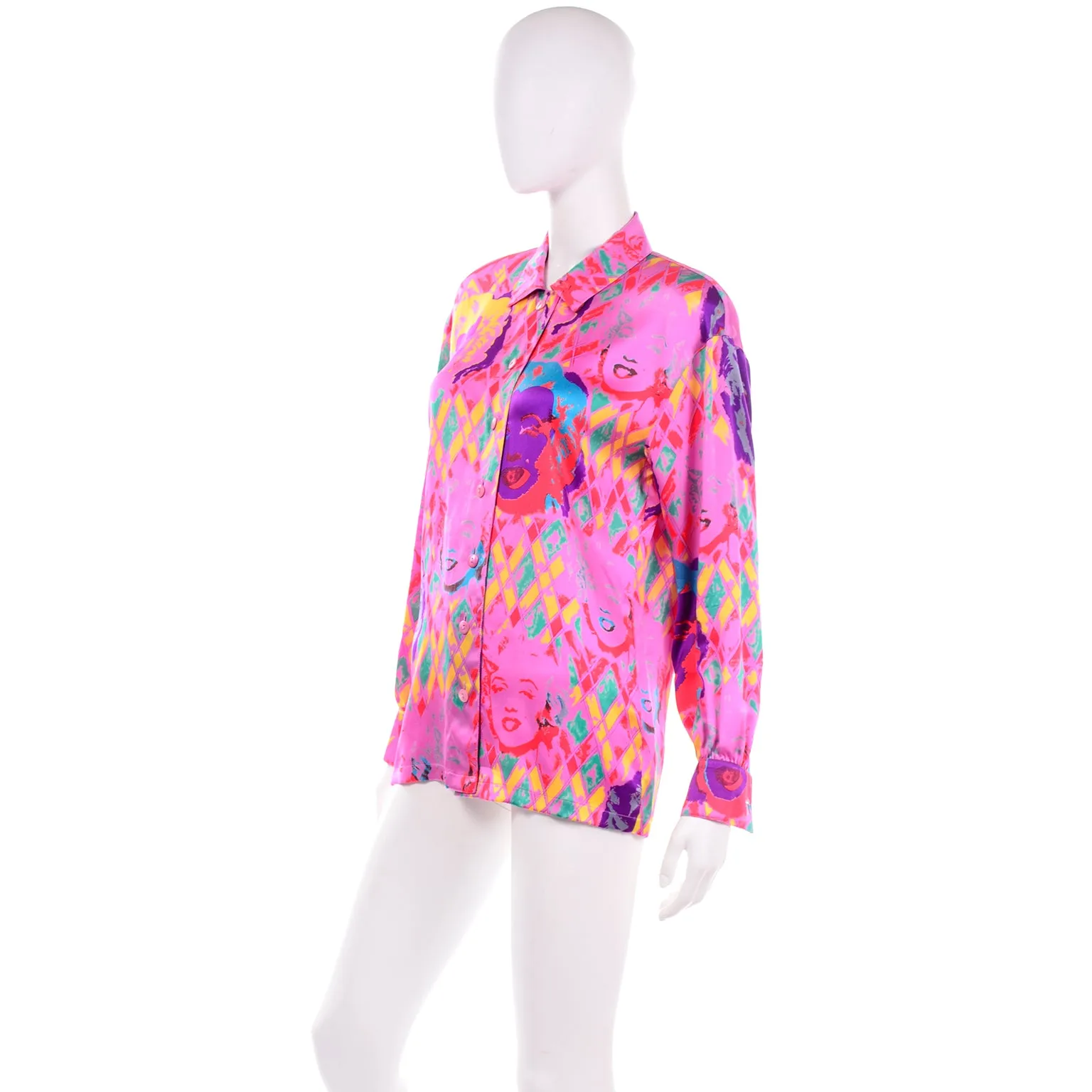 Andy Warhol Inspired Escada Margaretha Ley Marilyn Pink Silk Vintage Blouse