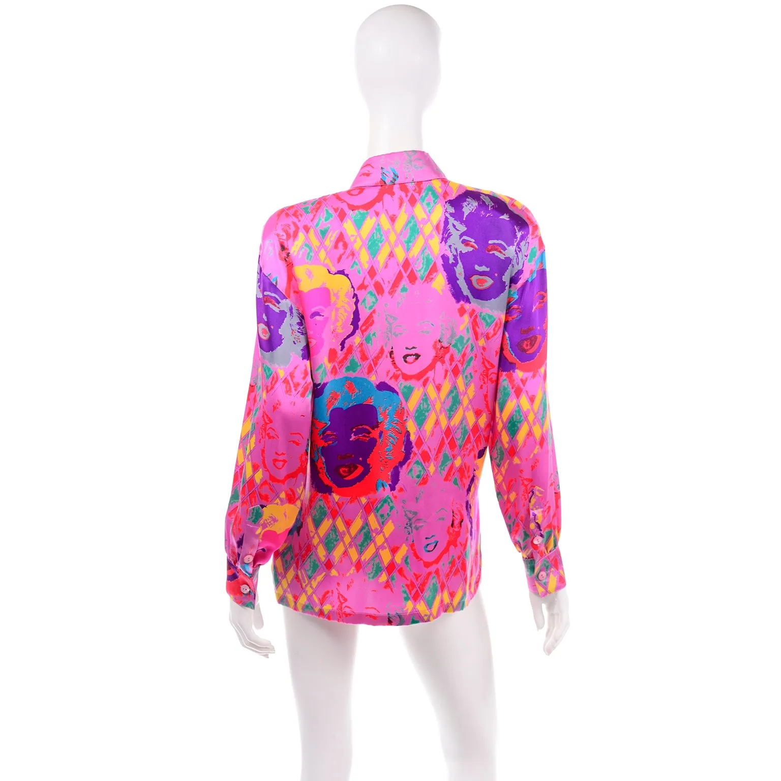 Andy Warhol Inspired Escada Margaretha Ley Marilyn Pink Silk Vintage Blouse