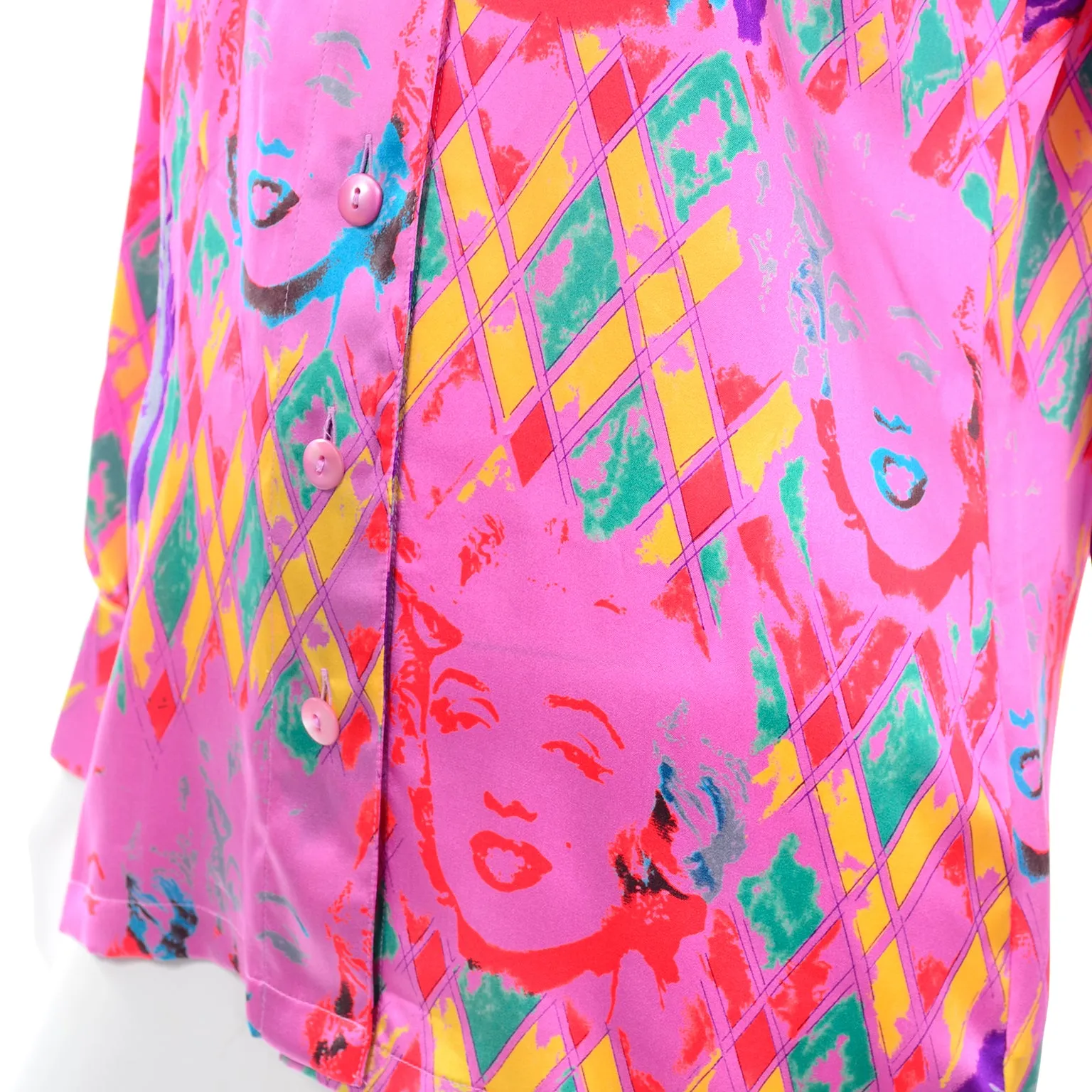 Andy Warhol Inspired Escada Margaretha Ley Marilyn Pink Silk Vintage Blouse