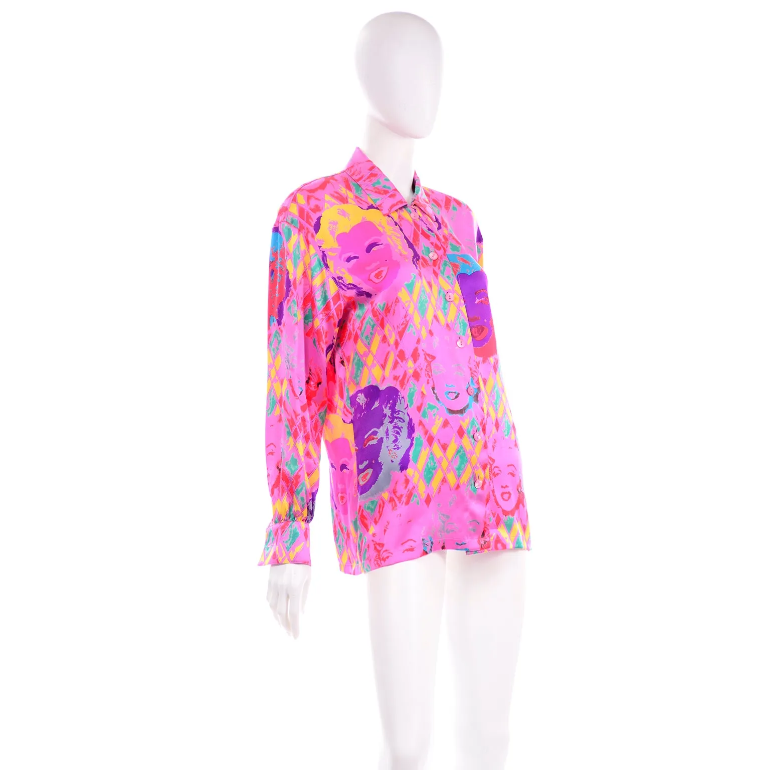 Andy Warhol Inspired Escada Margaretha Ley Marilyn Pink Silk Vintage Blouse