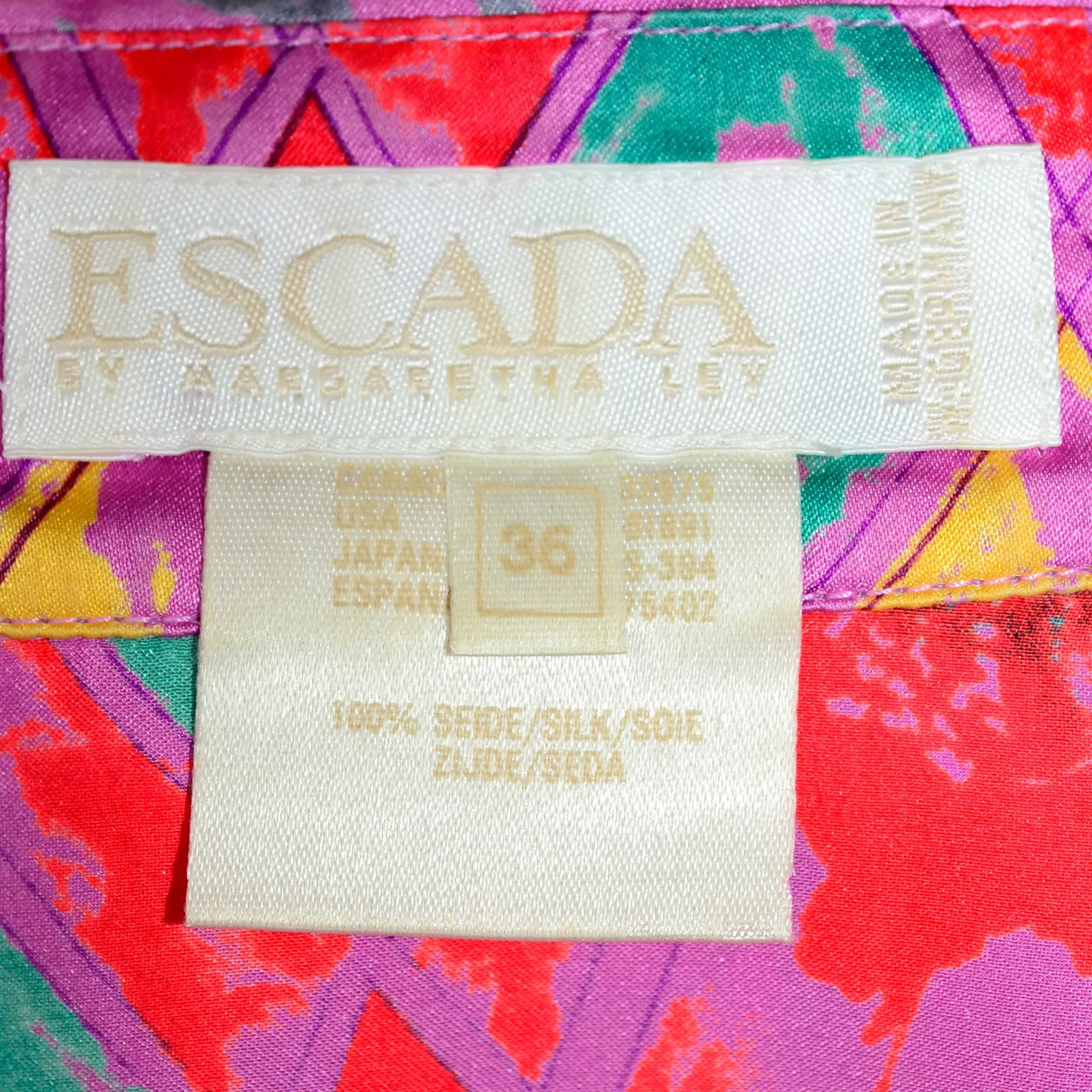 Andy Warhol Inspired Escada Margaretha Ley Marilyn Pink Silk Vintage Blouse