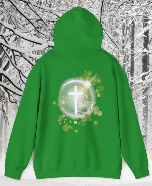 Back Design of White Dove Cross - Unisex Heavy Blend™ Hooded Sweatshirt