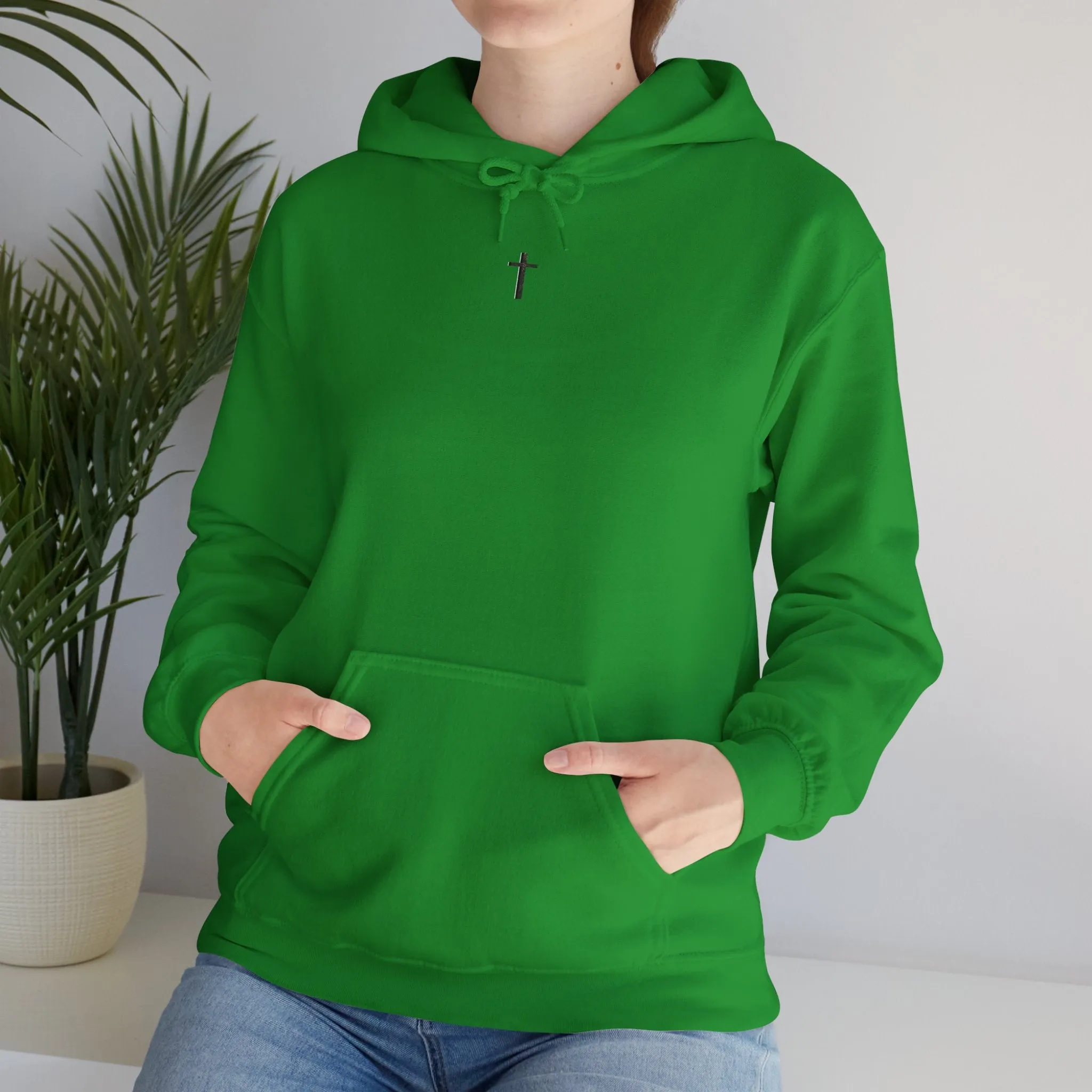 Back Design of White Dove Cross - Unisex Heavy Blend™ Hooded Sweatshirt