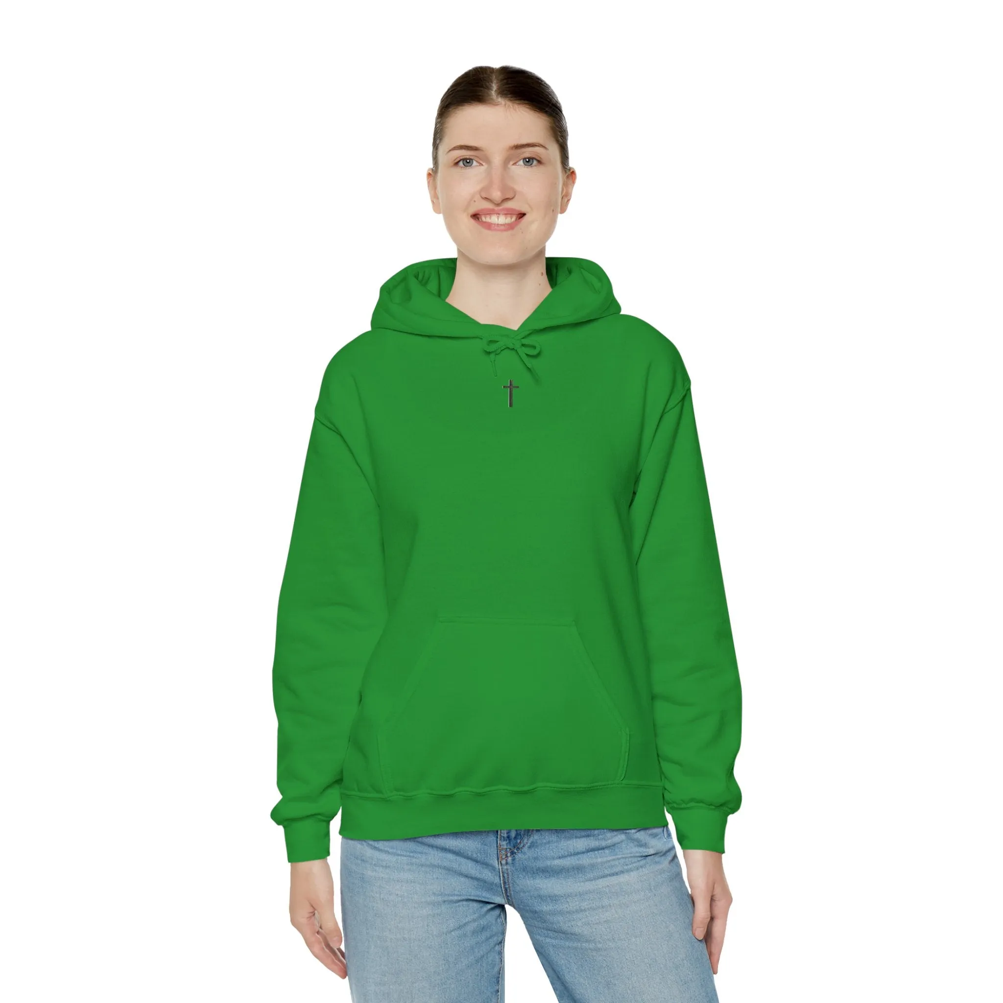 Back Design of White Dove Cross - Unisex Heavy Blend™ Hooded Sweatshirt