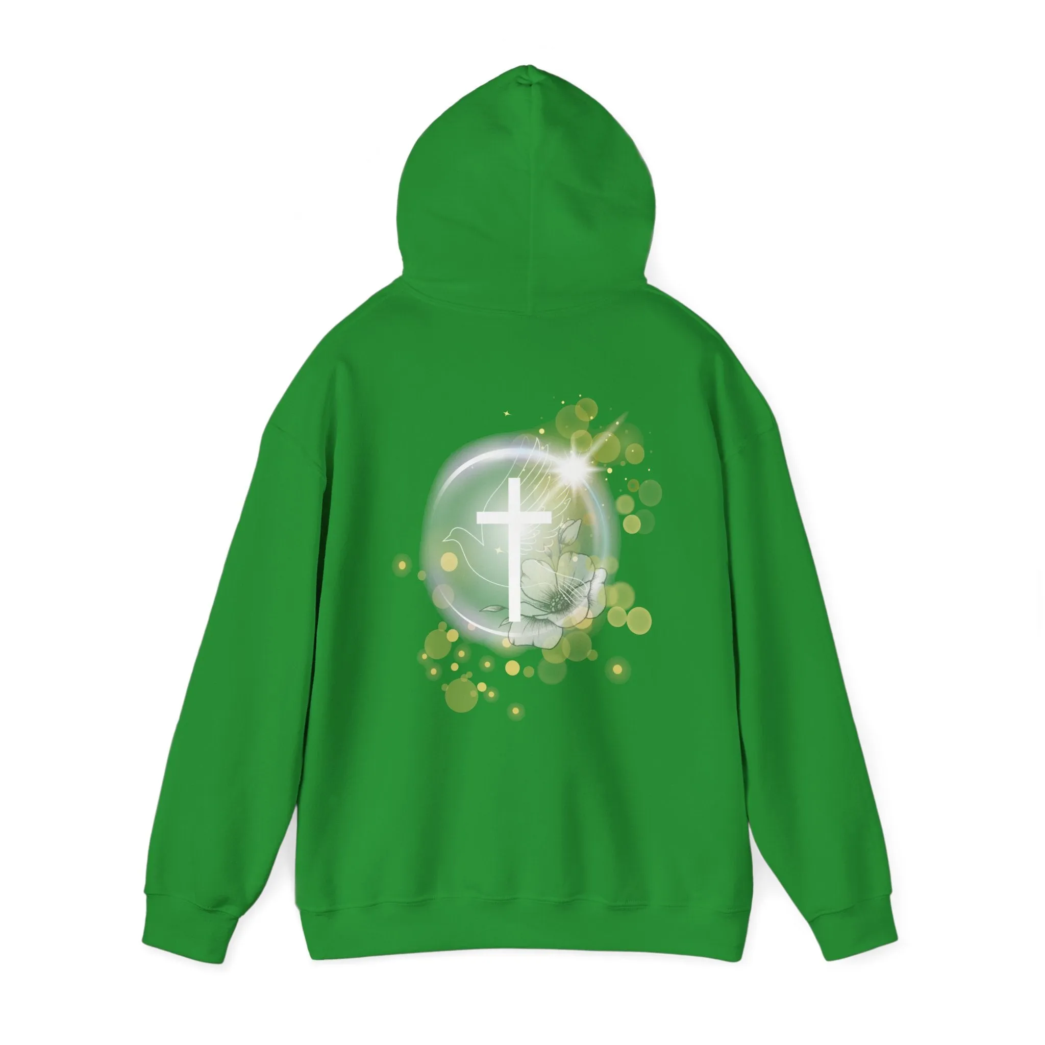Back Design of White Dove Cross - Unisex Heavy Blend™ Hooded Sweatshirt