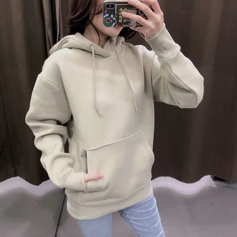 Basic Hoodies Sweatshirts Casual Female