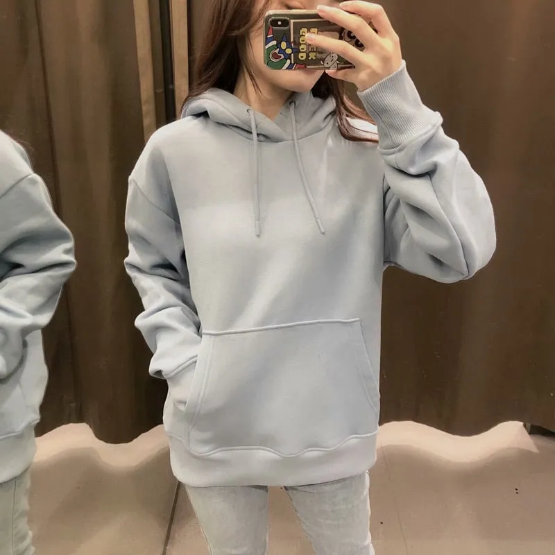 Basic Hoodies Sweatshirts Casual Female