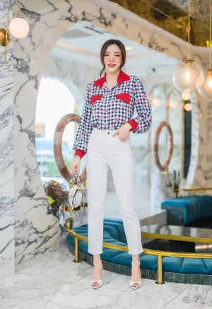 BECCA Rose Plaid Button-Down Shirt (Black)