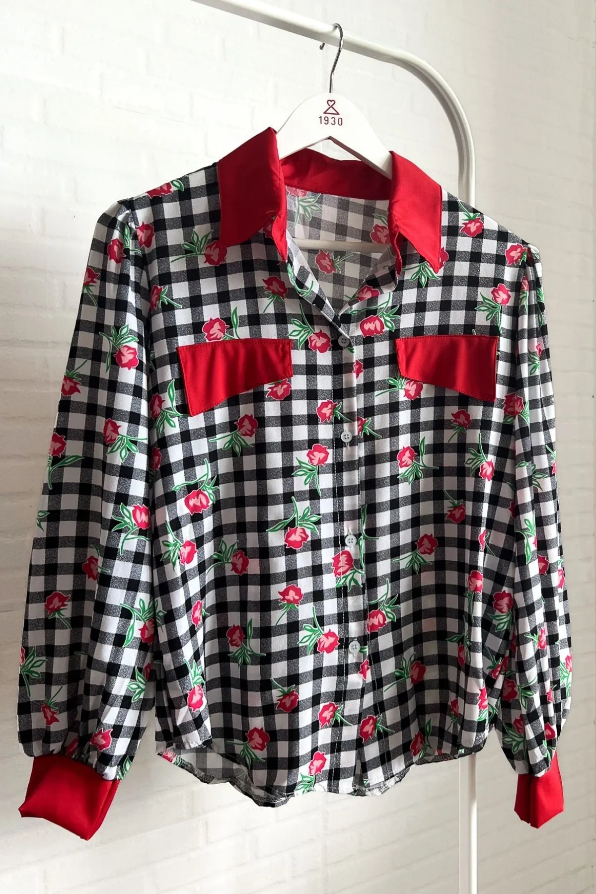 BECCA Rose Plaid Button-Down Shirt (Black)