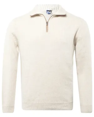 Beige Cashmere Quarter Zip Sweater