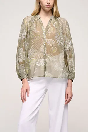 BENEFICIO KAKI PAISLEY PRINT BLOUSE