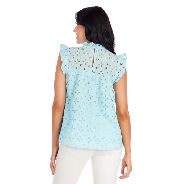 Bianca Eyelet Tank {Blue}